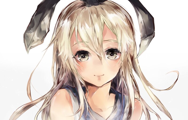 Blonde Girl with Bunny Ears — White, Calm