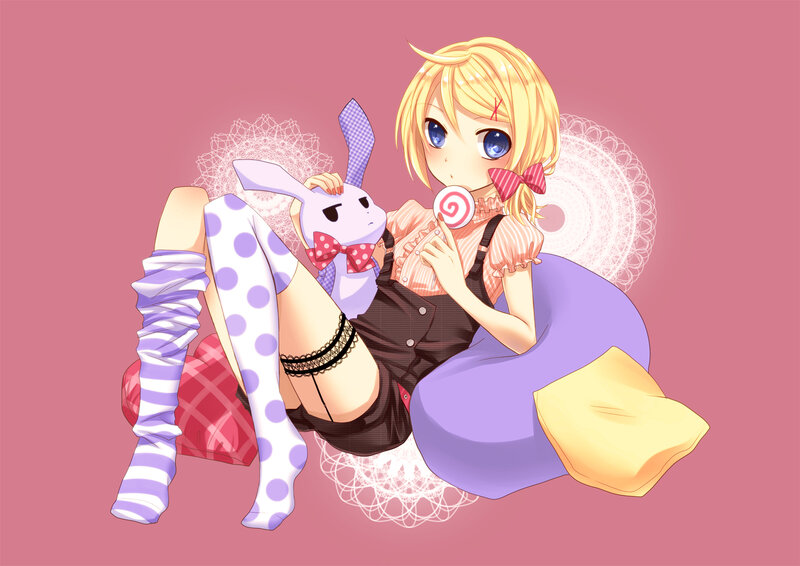 Blonde Girl with Bunny — Pink