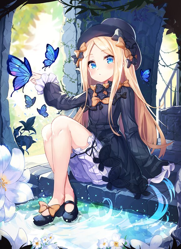 Blonde Girl with Butterflies — Blue, Serene, Afternoon