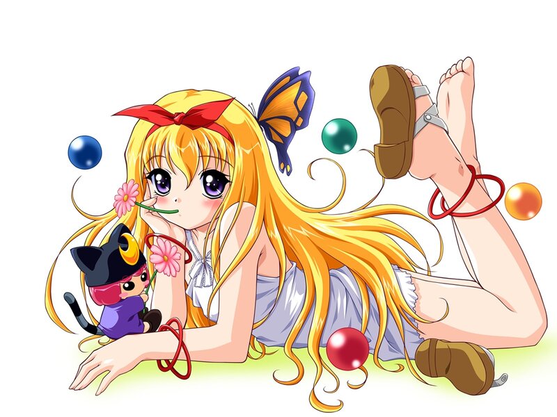 blonde girl with butterfly