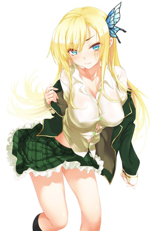 blonde girl with butterfly