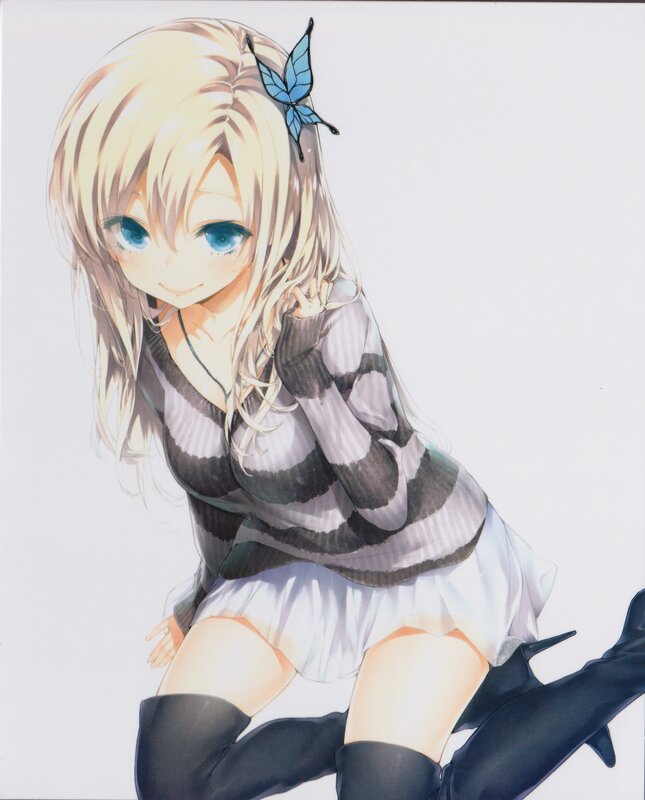 blonde girl with butterfly