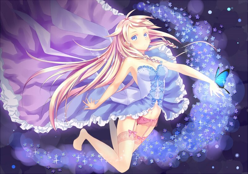 Blonde Girl with Butterfly — Purple