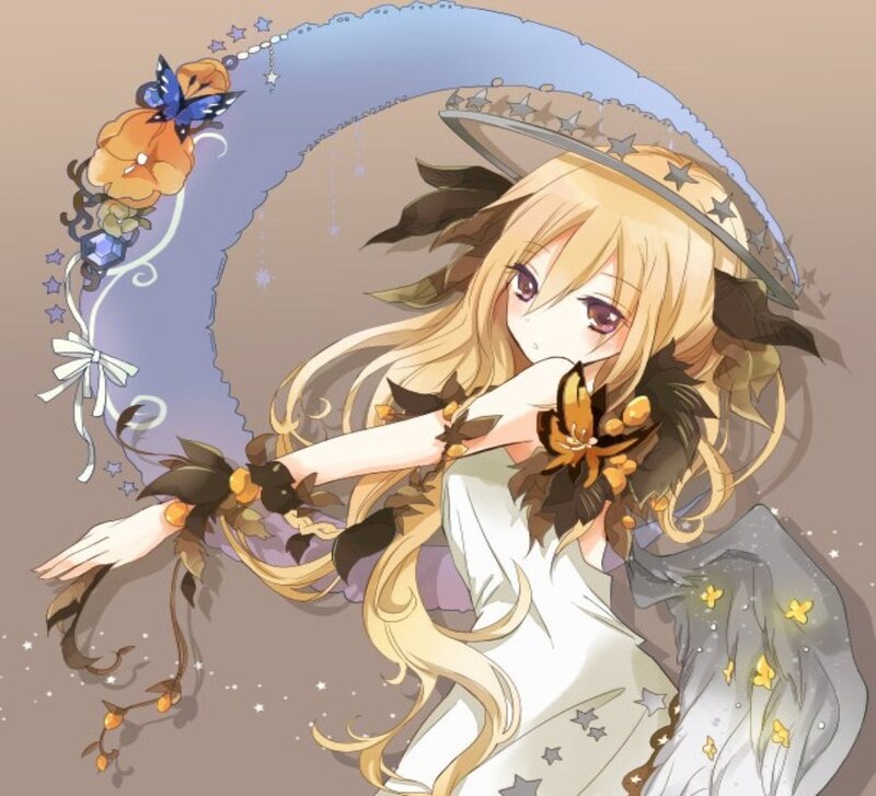 Blonde Girl with Butterfly — White, Dreamy