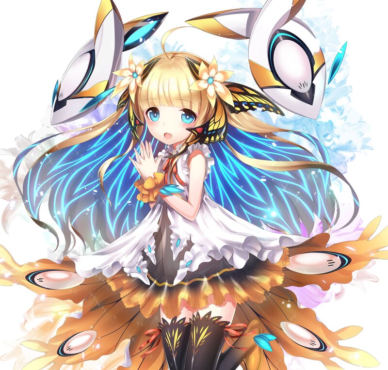 Blonde Girl with Butterfly Wings — White