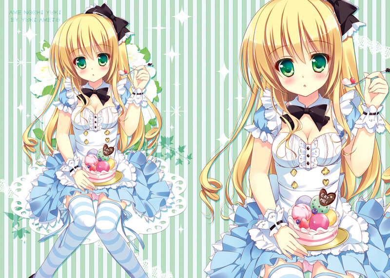 Blonde Girl with Cake — Blue