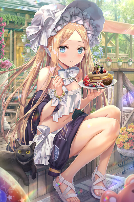 Blonde Girl with Cake — White