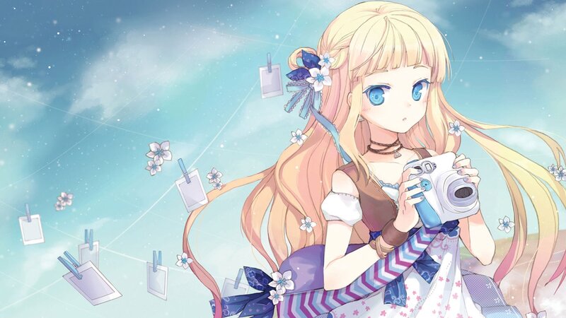 Blonde Girl with Camera — Blue, Serene, Afternoon