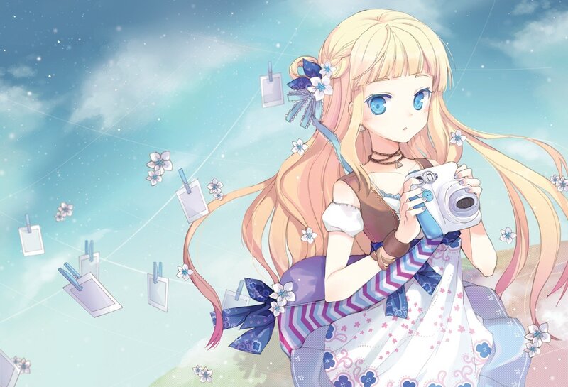blonde girl with camera