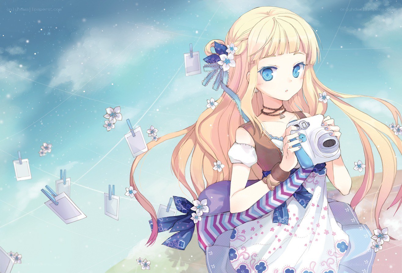 blonde girl with camera