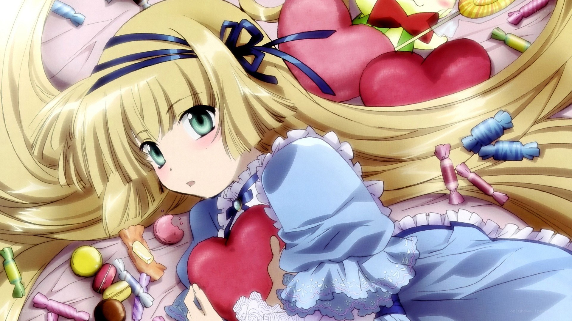 blonde girl with candy