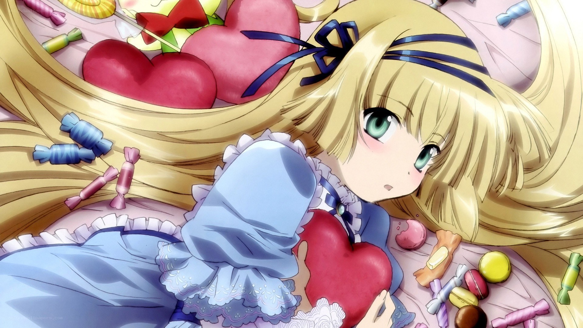 blonde girl with candy