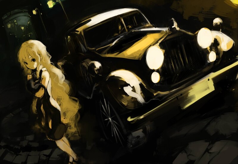 Blonde Girl with Car — Black