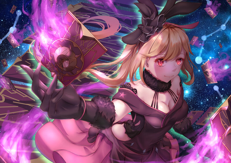 Blonde Girl with Cards — Purple, Dramatic