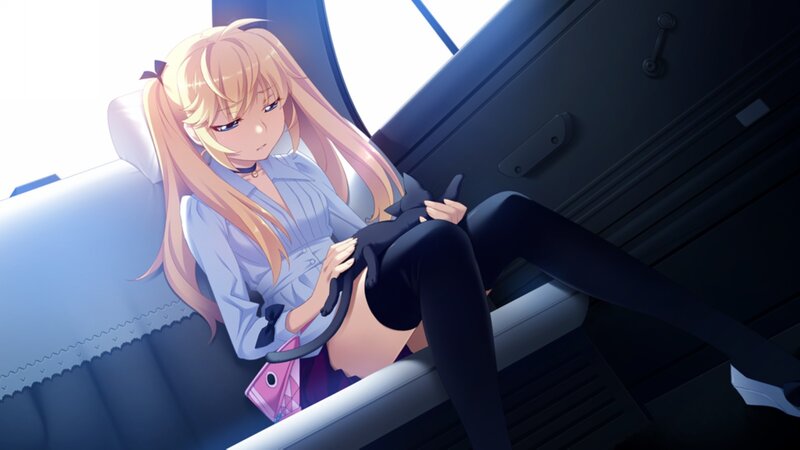 Blonde Girl with Cat — Blue, Calm, Afternoon, Anime, Seat