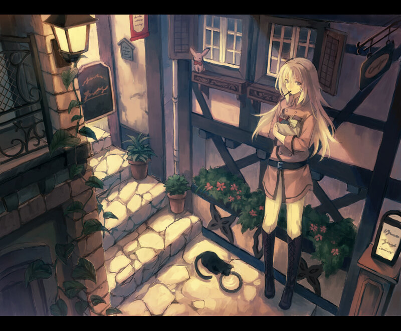 Blonde Girl with Cat — Brown