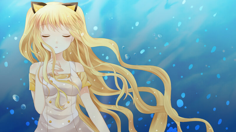 Blonde Girl with Cat Ears — Blue, Serene