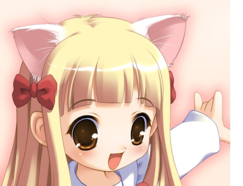Blonde Girl with Cat Ears — Pink
