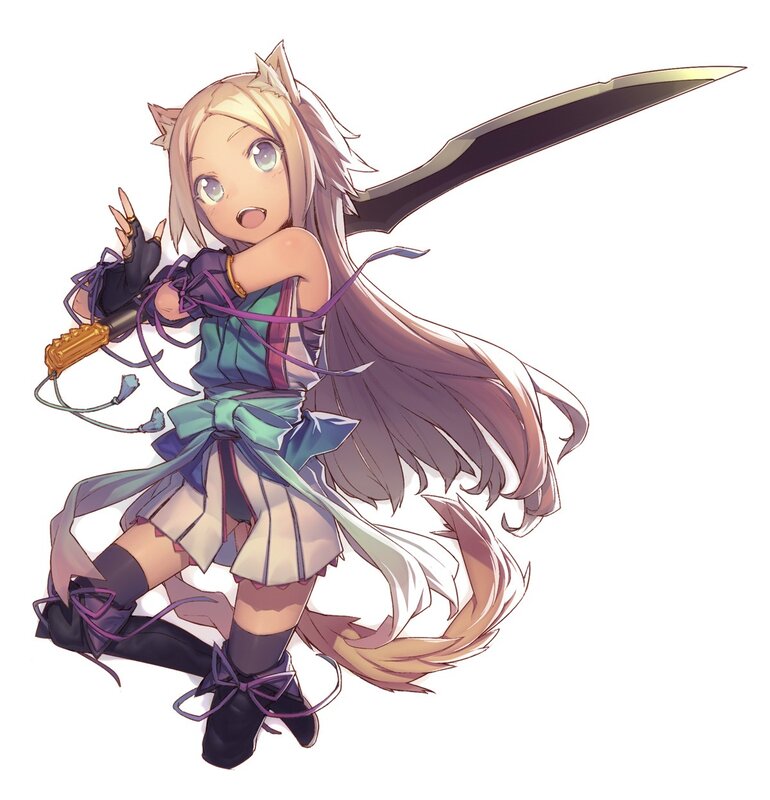 Blonde Girl with Cat Ears — Purple, Playful, Anime