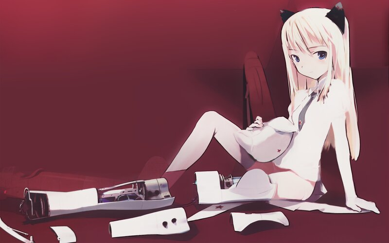Blonde Girl with Cat Ears — Red