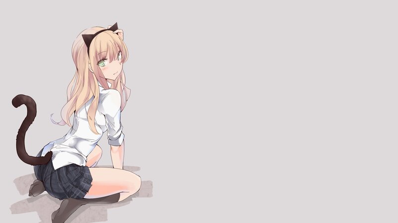Blonde Girl with Cat Ears — White, Calm