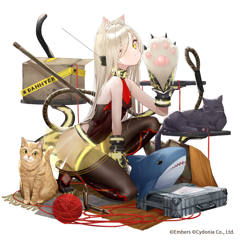 Blonde Girl with Cat Ears — White, Playful, Digital Art