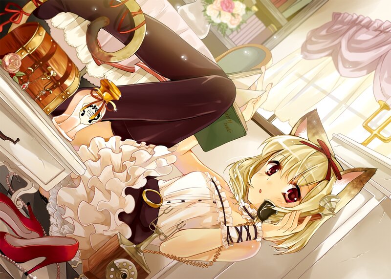 Blonde Girl with Cat Ears — White