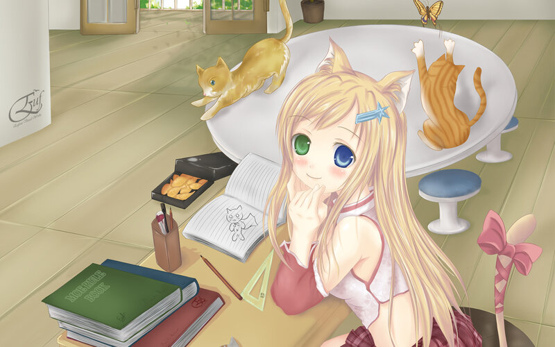 Blonde Girl with Cat Ears — Yellow, Calm, Morning