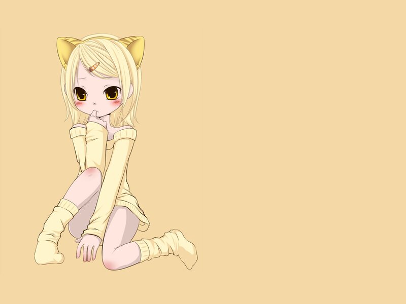 Blonde Girl with Cat Ears — Yellow, Calm