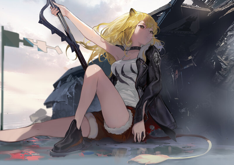 Blonde Girl with Cat Ears — Yellow, Dramatic
