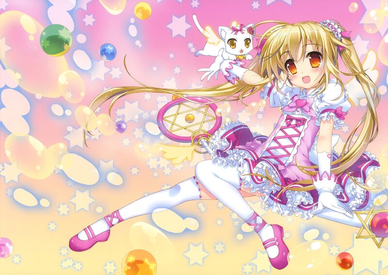 Blonde Girl with Cat — Pink