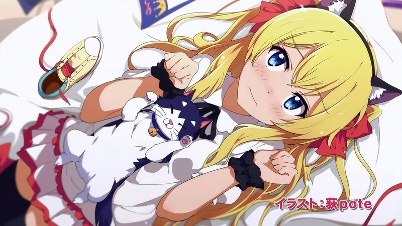 Blonde Girl with Cat — Yellow, Playful