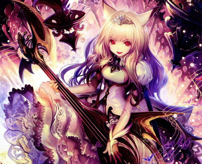 Blonde Girl with Cello — Purple, Dramatic