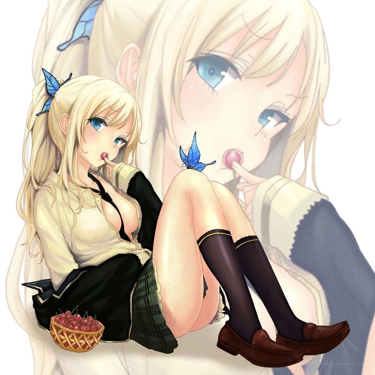 Blonde girl with cherries