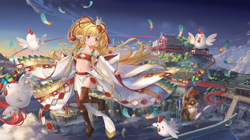 Blonde Girl with Chickens