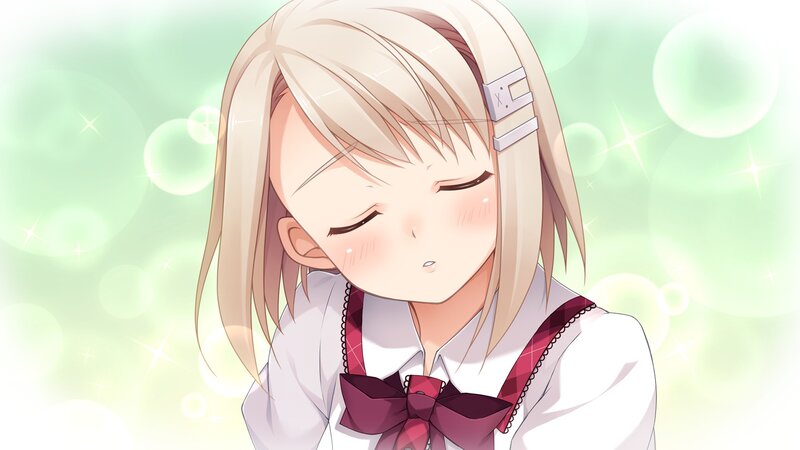 blonde girl with closed eyes