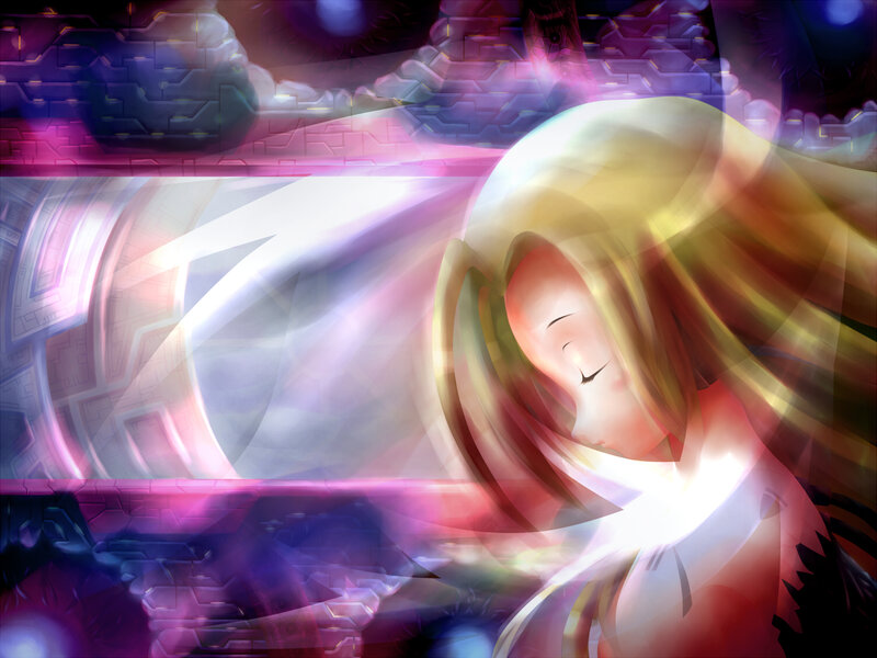 Blonde Girl with Closed Eyes — Purple