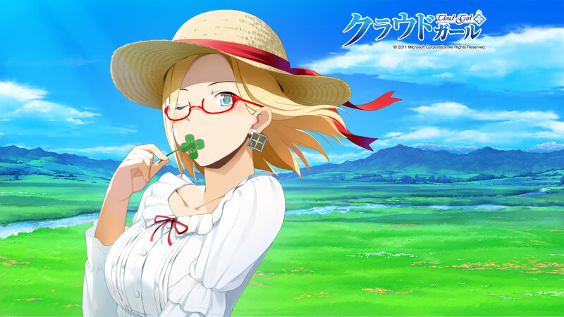 Blonde Girl with Clover — Green
