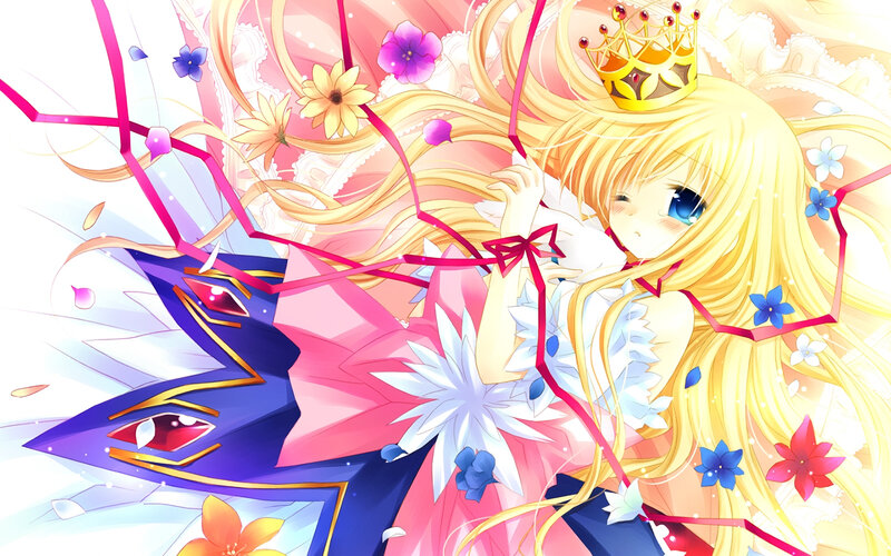 Blonde Girl with Crown — Pink