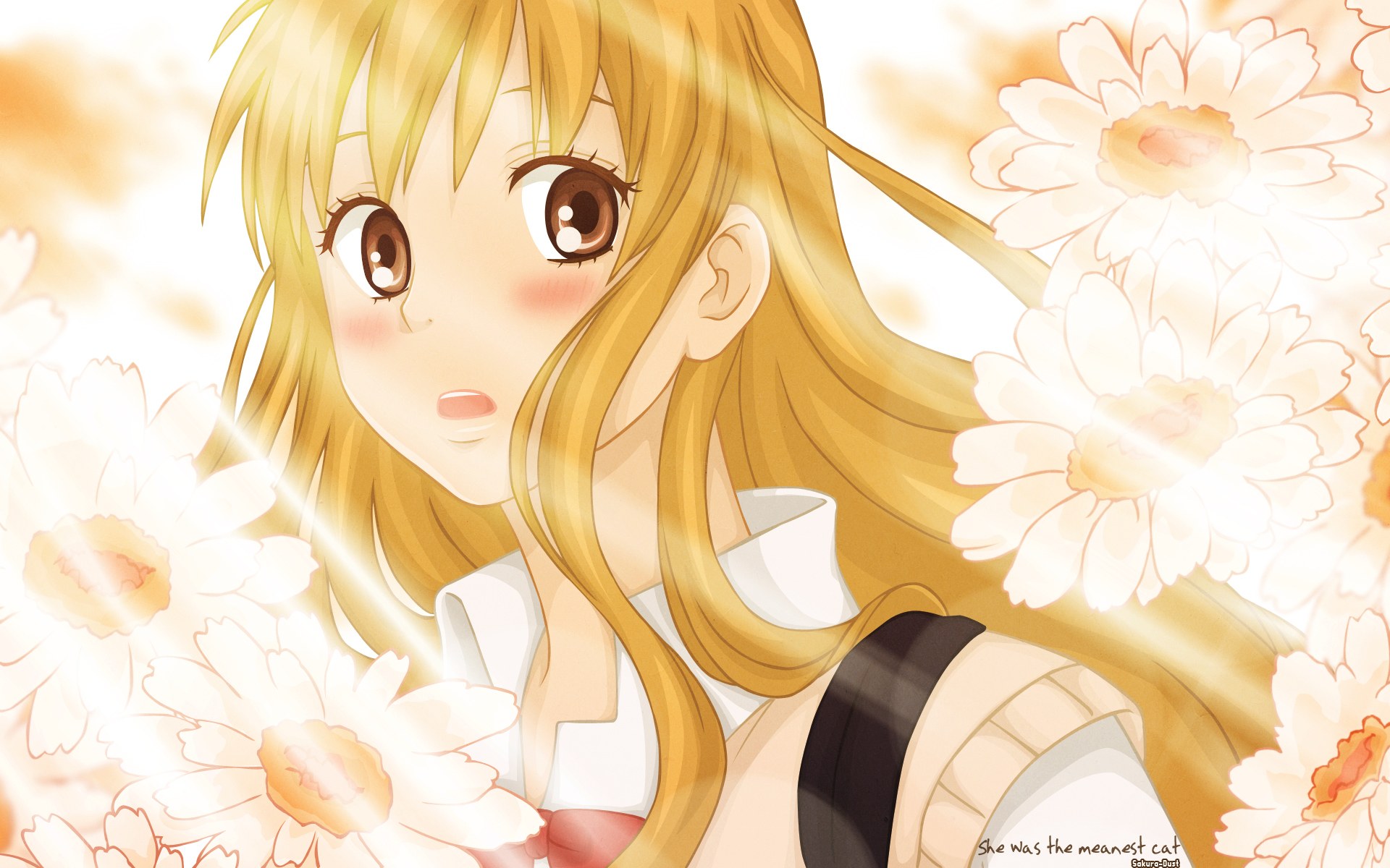 blonde girl with daisies