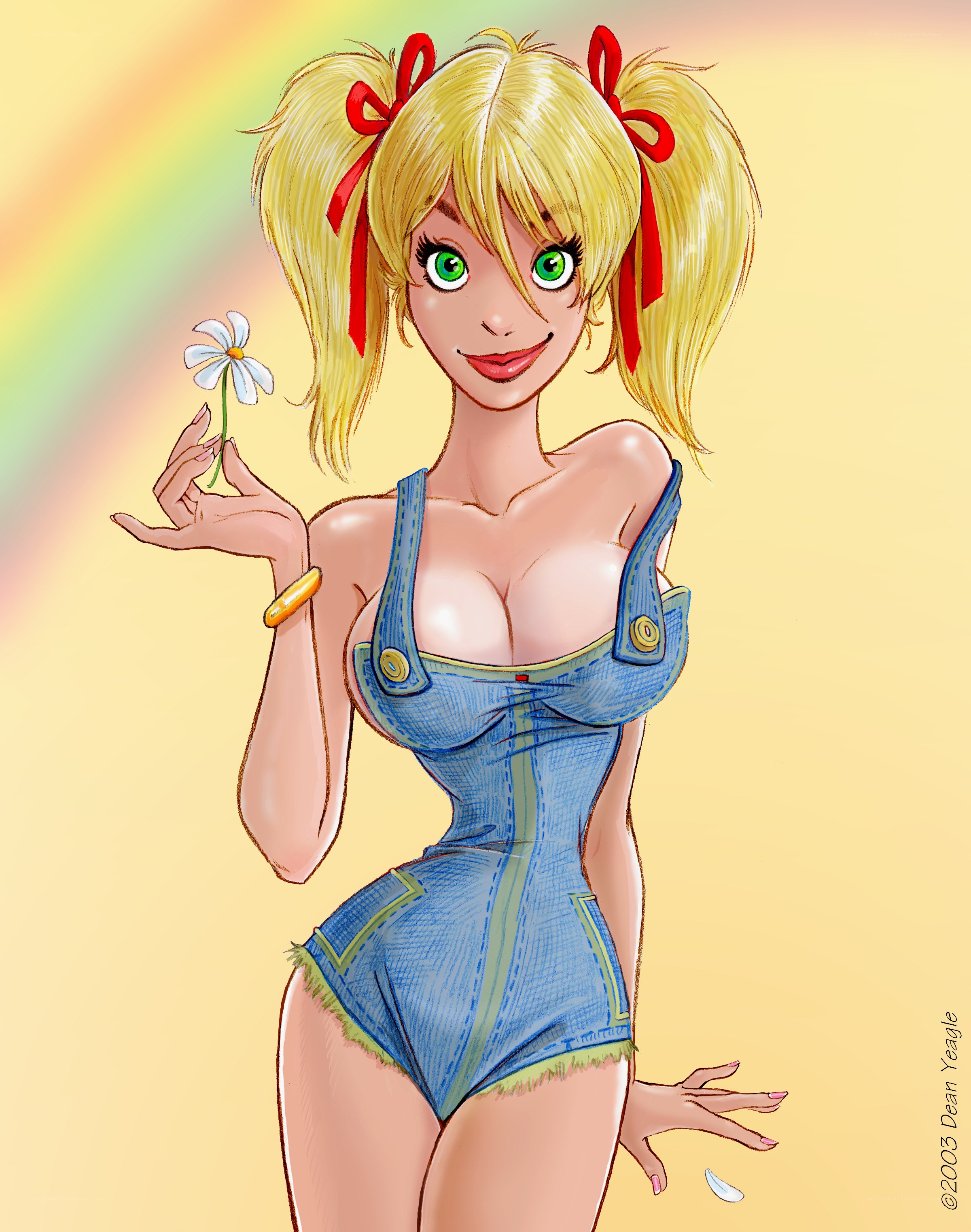 Blonde girl with daisy