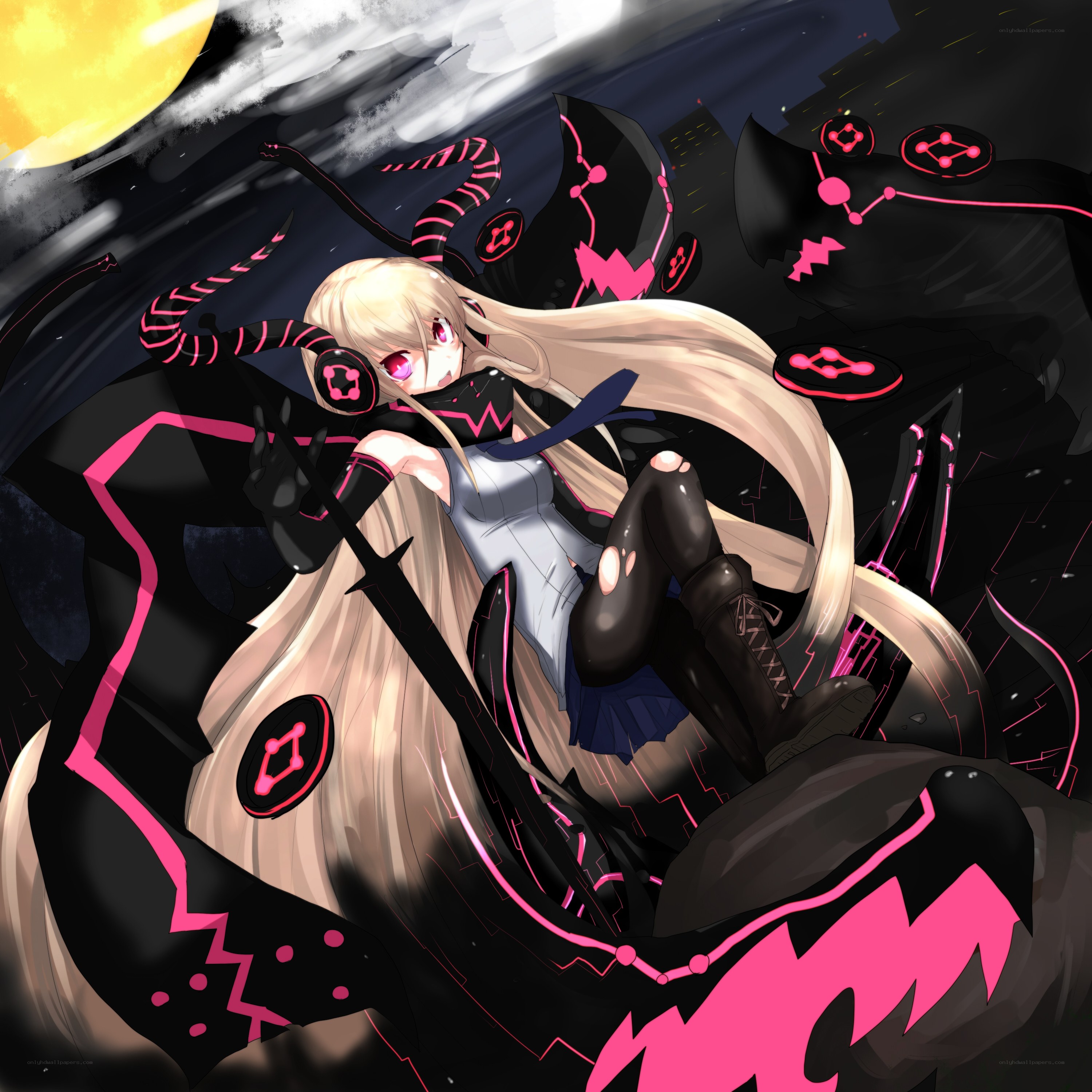Blonde girl with dark entity