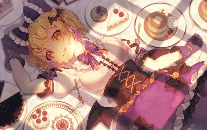 Blonde Girl with Desserts