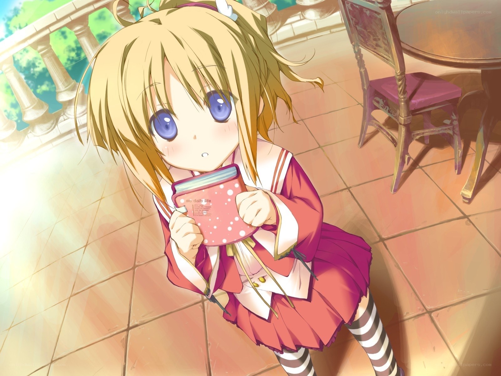 blonde girl with diary
