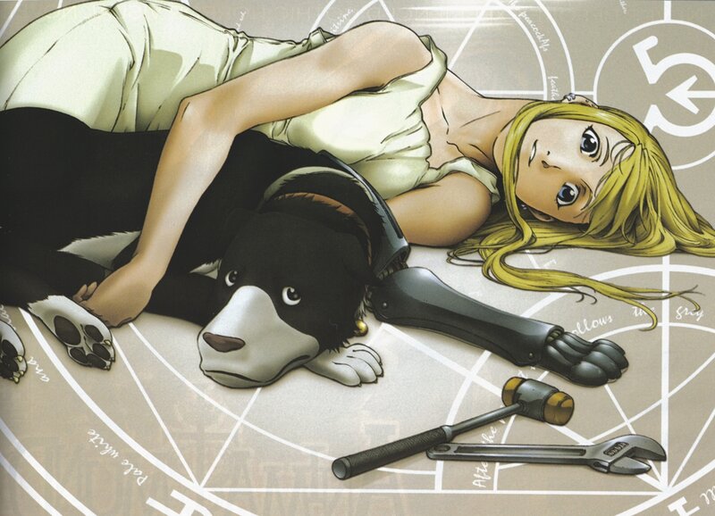 Blonde Girl with Dog — Yellow, Calm