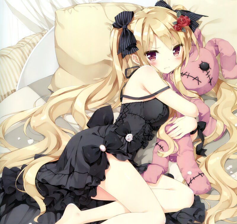 Blonde Girl with Doll — Black, Calm