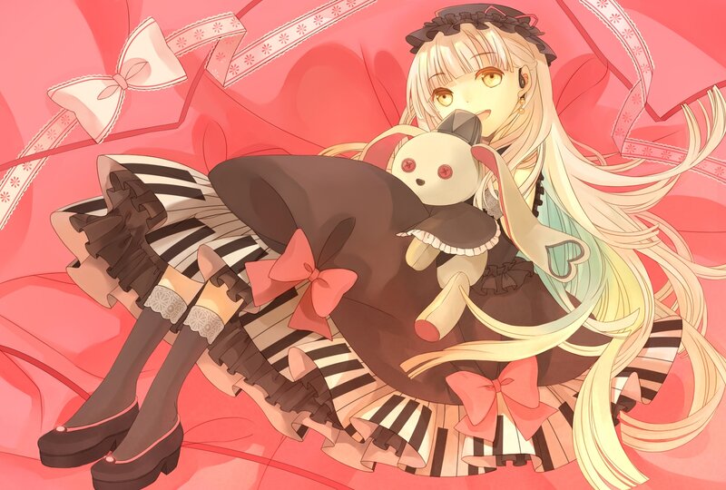 Blonde Girl with Doll — Pink