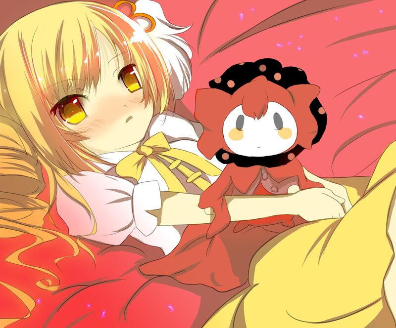 Blonde Girl with Doll — Red, Calm