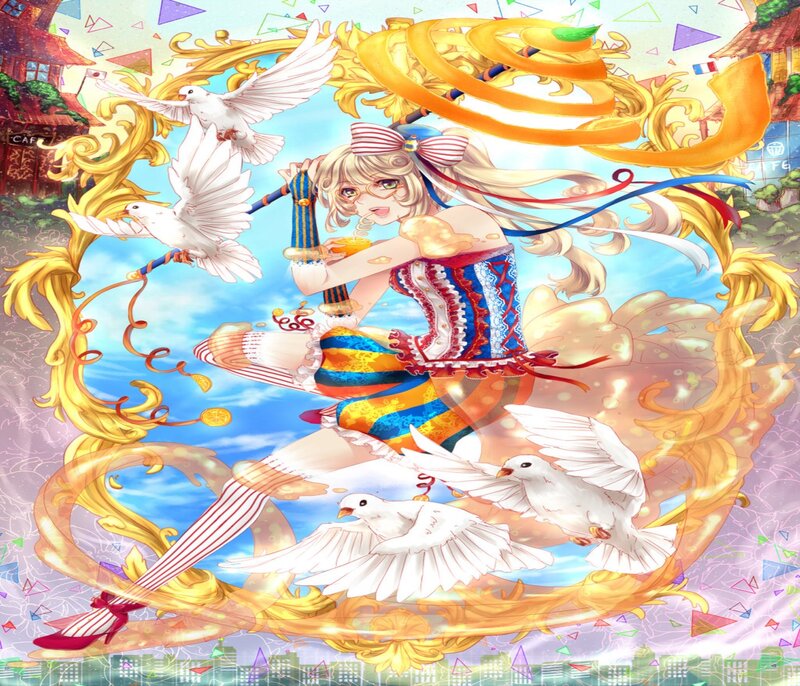 Blonde Girl with Doves — Blue