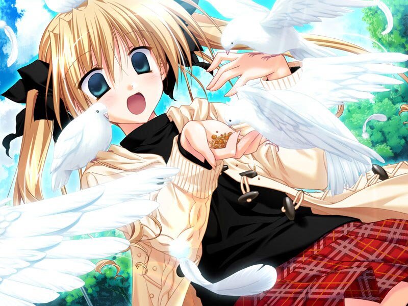 Blonde Girl with Doves